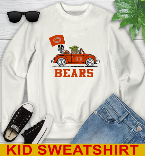 NFL Football Chicago Bears Darth Vader Baby Yoda Driving Star Wars Shirt Youth Sweatshirt