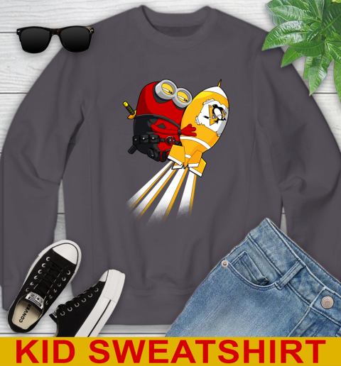 NHL Hockey Pittsburgh Penguins Deadpool Minion Marvel Shirt Youth Sweatshirt 5