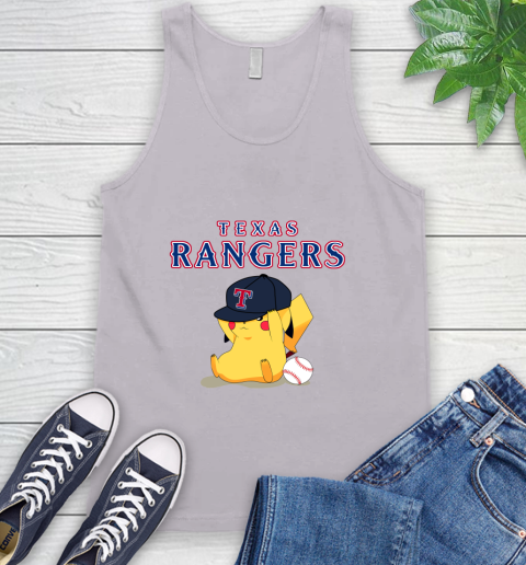 MLB Pikachu Baseball Sports Texas Rangers Tank Top 4