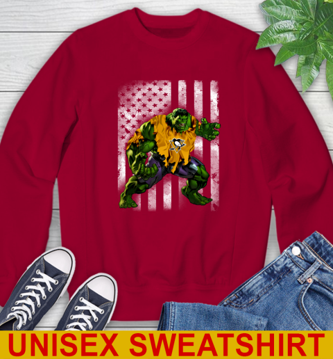 Pittsburgh Penguins Hulk Marvel Avengers NHL Hockey American Flag Sweatshirt 9