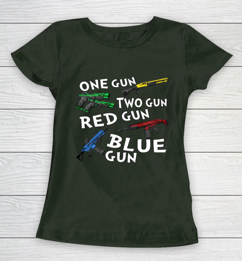 One Gun Two Gun Red Gun Blue Gun Women's T-Shirt 4