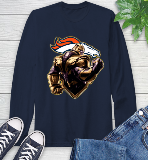 NFL Thanos Avengers Endgame Football Sports Denver Broncos Long Sleeve T-Shirt 4