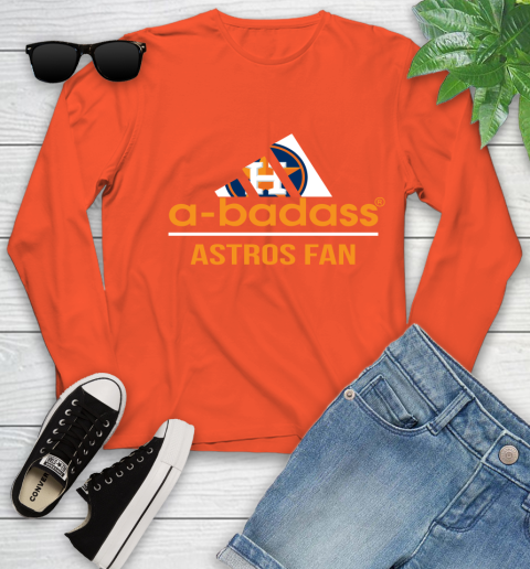 MLB A Badass Houston Astros Fan Adidas Baseball Sports Youth Long Sleeve 3