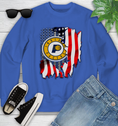 Indiana Pacers NBA Basketball American Flag Youth Sweatshirt 7
