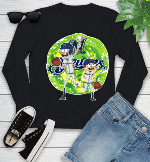 MLB Milwaukee Brewers Rick And Morty Baseball Sports Youth Long Sleeve 2