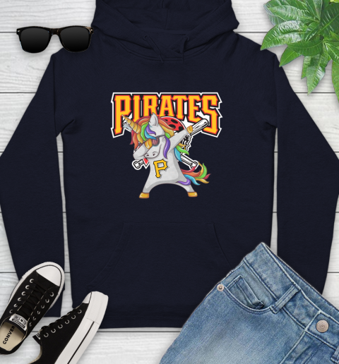 Pittsburgh Pirates MLB Baseball Funny Unicorn Dabbing Sports Youth Hoodie 4