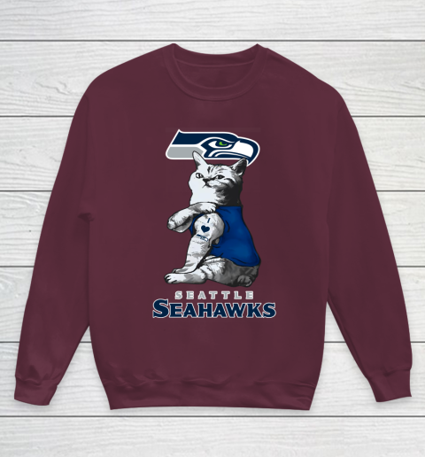 NFL Football My Cat Loves Seattle Seahawks Youth Sweatshirt 4