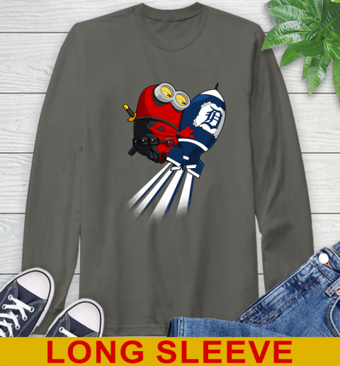 MLB Baseball Detroit Tigers Deadpool Minion Marvel Shirt Long Sleeve T-Shirt 10