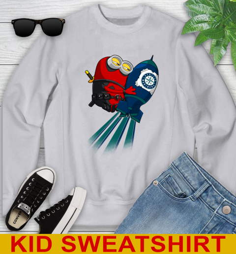MLB Baseball Seattle Mariners Deadpool Minion Marvel Shirt Youth Sweatshirt 4 MLB Baseball Seattle Mariners Deadpool Minion Marvel Shirt Youth Sweatshirt - Image 4
