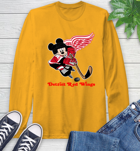 NHL Detroit Red Wings Mickey Mouse Disney Hockey T Shirt Long Sleeve T-Shirt 3