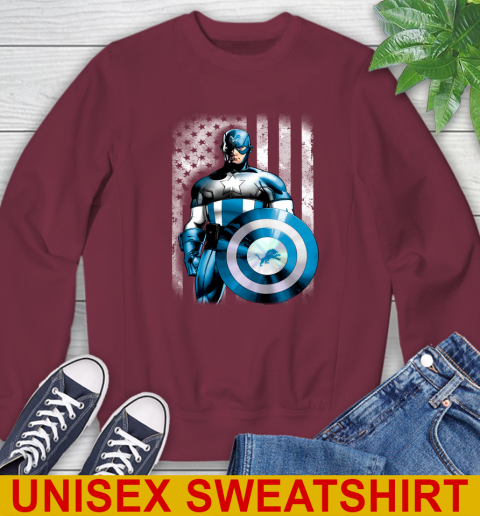 Detroit Lions NFL Football Captain America Marvel Avengers American Flag Shirt Sweatshirt 6