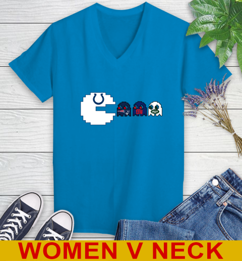 Indianapolis Colts NFL Football Pac Man Champion Women's V-Neck T-Shirt 8