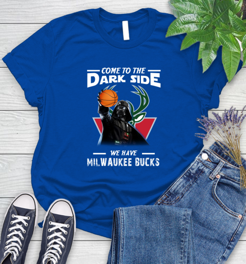 NBA Come To The Dark Side We Have Milwaukee Bucks Star Wars Darth Vader Basketball Women's T-Shirt 12