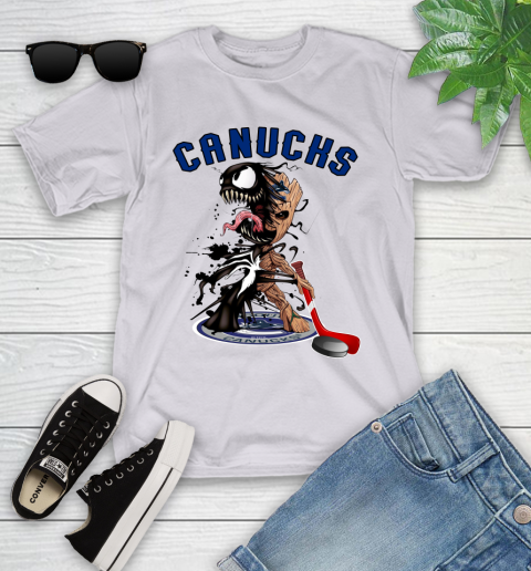 NHL Vancouver Canucks Hockey Venom Groot Guardians Of The Galaxy Youth T-Shirt 4