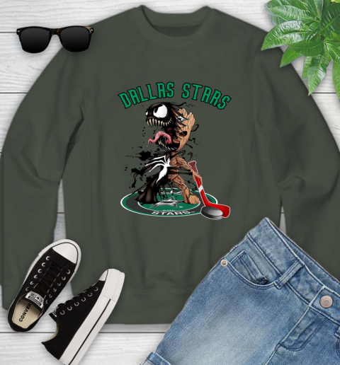 NHL Dallas Stars Hockey Venom Groot Guardians Of The Galaxy Youth Sweatshirt 10