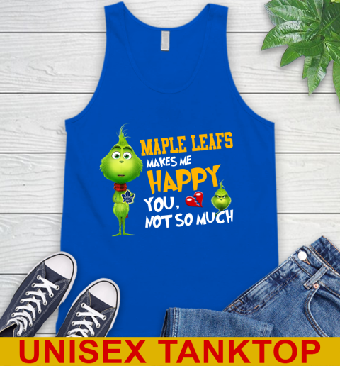 NHL Toronto Maple Leafs Makes Me Happy You Not So Much Grinch Hockey Sports Tank Top 4