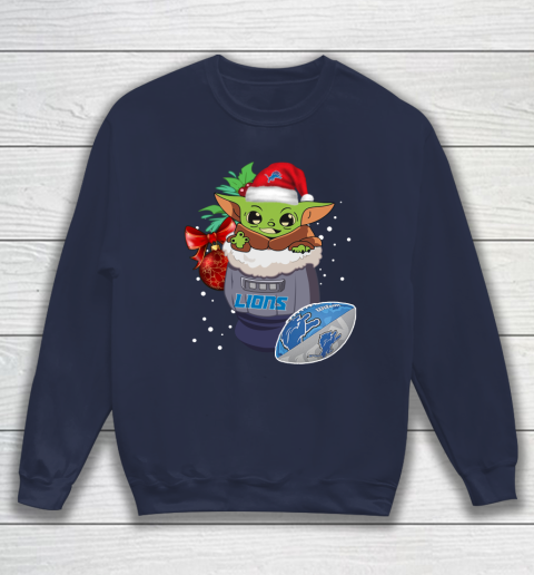 Detroit Lions Christmas Baby Yoda Star Wars Funny Happy NFL Sweatshirt 3