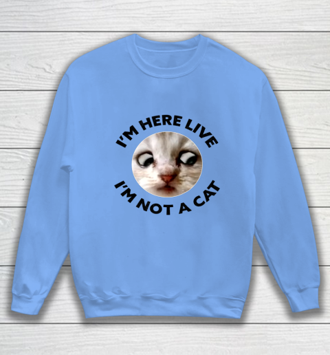 I m Here Live I m Not a Cat Zoom Cat Meme Humor Gifts Sweatshirt 7