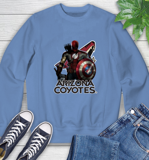 NHL Captain America Thor Spider Man Hawkeye Avengers Endgame Hockey Arizona Coyotes Sweatshirt 11