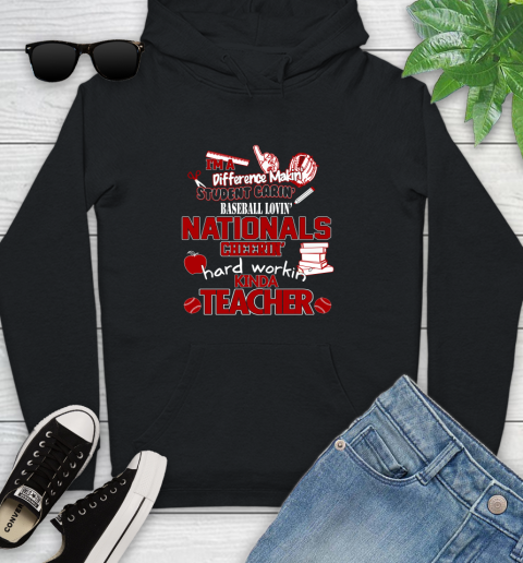 Washington Nationals MLB I'm A Difference Making Student Caring Baseball Loving Kinda Teacher Youth Hoodie