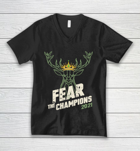 Bucks championship shirt  NBA championship Fear the Deer Bucks The Champions 2021 V-Neck T-Shirt