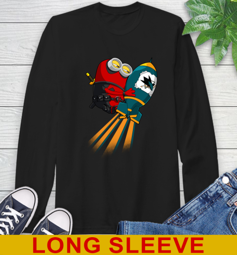 NHL Hockey San Jose Sharks Deadpool Minion Marvel Shirt Long Sleeve T-Shirt