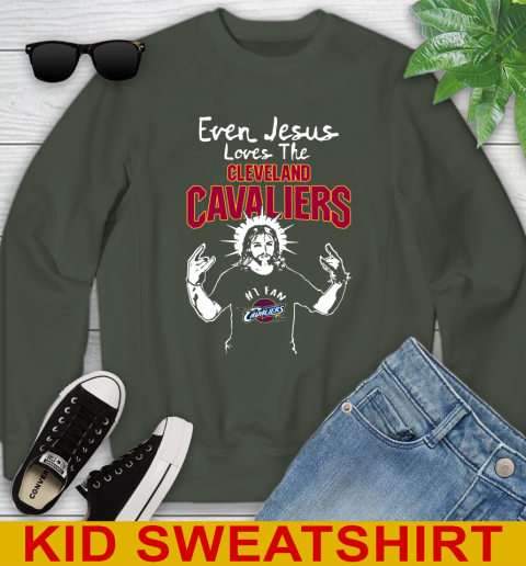 Cleveland Cavaliers NBA Basketball Even Jesus Loves The Cavaliers Shirt Youth Sweatshirt 8