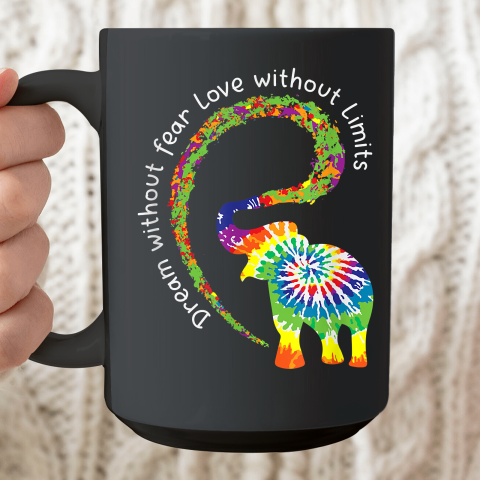 Dream Without Fear Love Elephant LGBT Pride Tie Dye Ceramic Mug 15oz
