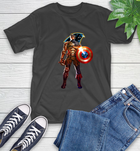 NFL Captain America Marvel Avengers Endgame Football Sports Carolina Panthers T-Shirt 2