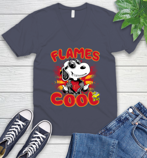 NHL Hockey Calgary Flames Cool Snoopy Shirt V-Neck T-Shirt 7