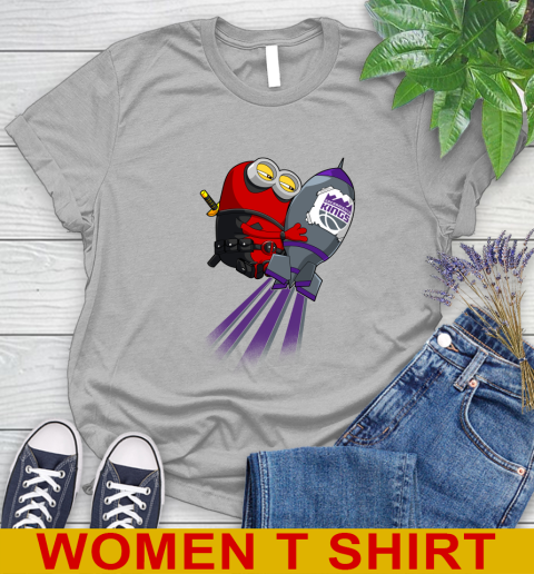 NBA Basketball Sacramento Kings Deadpool Minion Marvel Shirt Women's T-Shirt 5