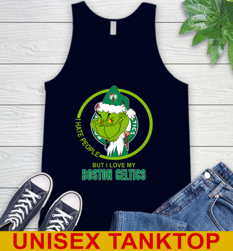 Boston Celtics NBA Christmas Grinch I Hate People But I Love My Favorite Basketball Team Tank Top 3