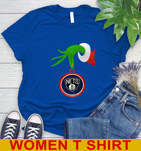 Brooklyn Nets Grinch Merry Christmas NBA Basketball Women's T-Shirt 9