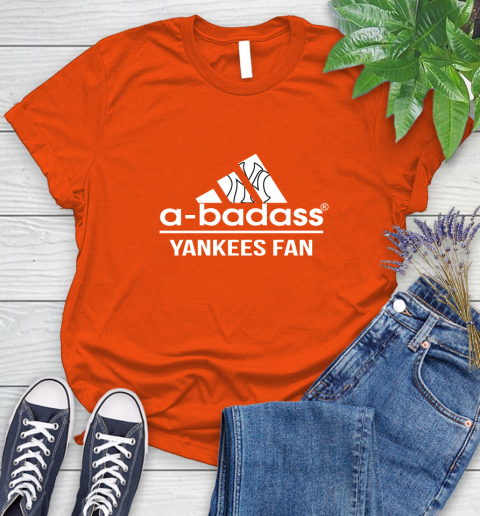 MLB A Badass New York Yankees Fan Adidas Baseball Sports Women's T-Shirt 3