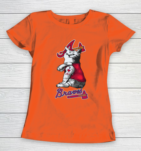 MLB Baseball My Cat Loves Atlanta Braves Women's T-Shirt 3