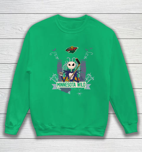 NHL Minnesota Wild Hockey Jack Skellington Halloween Sweatshirt 5