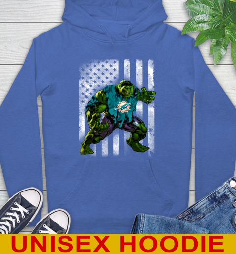 Miami Dolphins Hulk Marvel Avengers NFL Football American Flag Hoodie 9