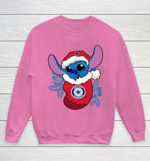 Dallas Cowboys Christmas Stitch In The Sock Funny Disney NFL Youth Sweatshirt 7