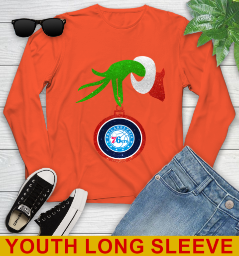 Philadelphia 76ers Grinch Merry Christmas NBA Basketball Youth Long Sleeve 4