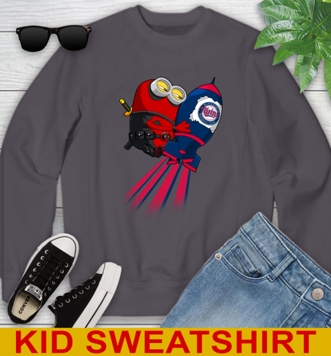 MLB Baseball Minnesota Twins Deadpool Minion Marvel Shirt Youth Sweatshirt 5
