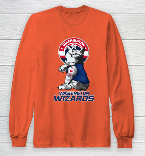NBA Basketball My Cat Loves Washington Wizards Long Sleeve T-Shirt - Image 4