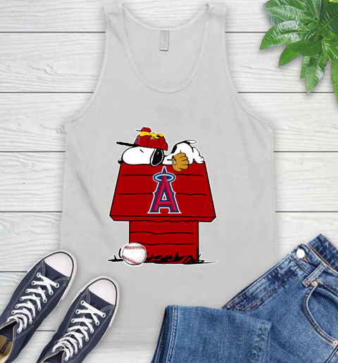 MLB Los Angeles Angels Snoopy Woodstock The Peanuts Movie Baseball T Shirt Tank Top