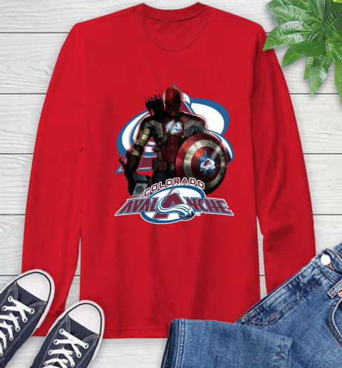 NHL Captain America Thor Spider Man Hawkeye Avengers Endgame Hockey Colorado Avalanche Long Sleeve T-Shirt 10