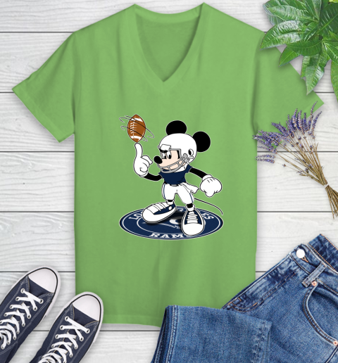 NFL Football Los Angeles Rams Cheerful Mickey Disney Shirt Women's V-Neck T-Shirt - Image 10