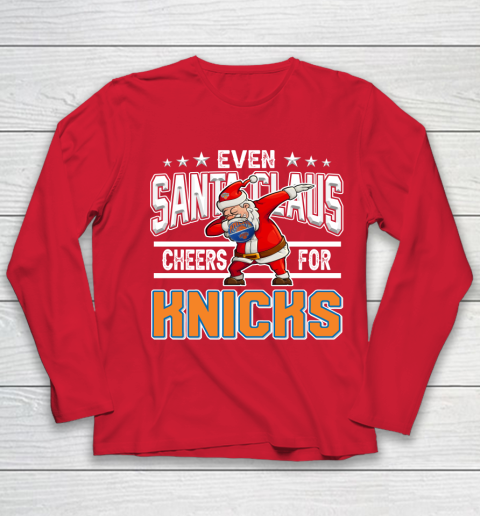 New York Knicks Even Santa Claus Cheers For Christmas NBA Youth Long Sleeve 8