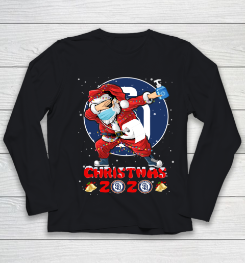 San Diego Padres Funny Santa Claus Dabbing Christmas 2020 MLB Youth Long Sleeve