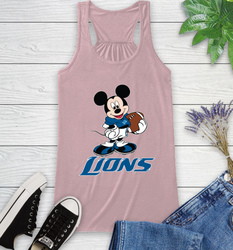 NFL Football Detroit Lions Cheerful Mickey Mouse Shirt Racerback Tank 10