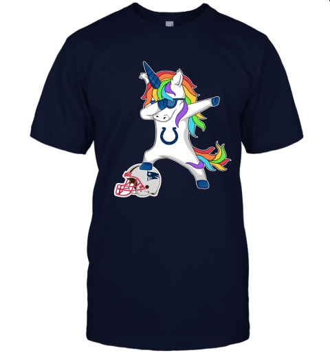 Football Dabbing Unicorn Steps On Helmet Indianapolis Colts Unisex Jersey Tee