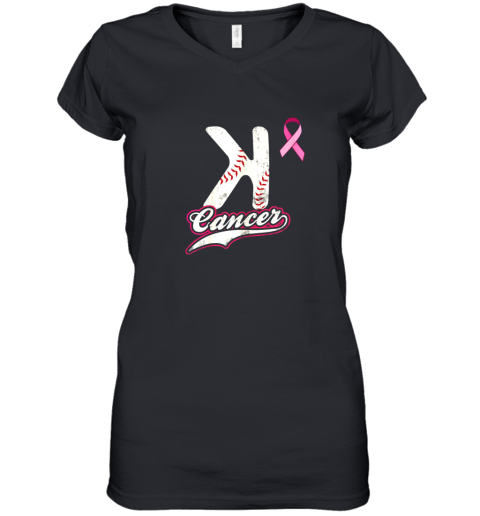StriKe Out Cancer Shirt Trendy Baseball Mothers Day Women's V-Neck T-Shirt