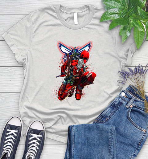 NBA Deadpool Marvel Comics Sports Basketball Charlotte Hornets Women's T-Shirt